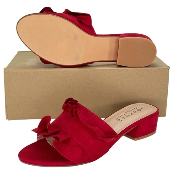 Journee Collection Sabica Red Microfiber Womens Sandals Size 6M - Picture 12 of 13